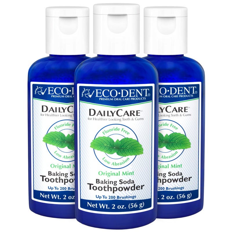 EcoDent DailyCare Baking Soda Toothpowder Mint FluorideFree Toothpaste Powder SLSFree Tooth Powder with Baking Soda Minerals and Essential Oils Toothpaste Alternative 2 Oz Ea Pack of 3